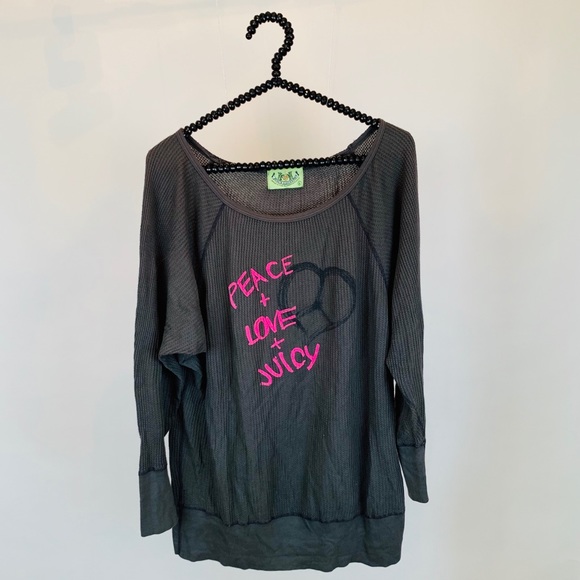 Juicy Couture Tops - Juicy Couture grey shirt peace, love, and juicy
